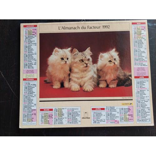 Calendrier Almanach De La Poste 1992 / Chatons