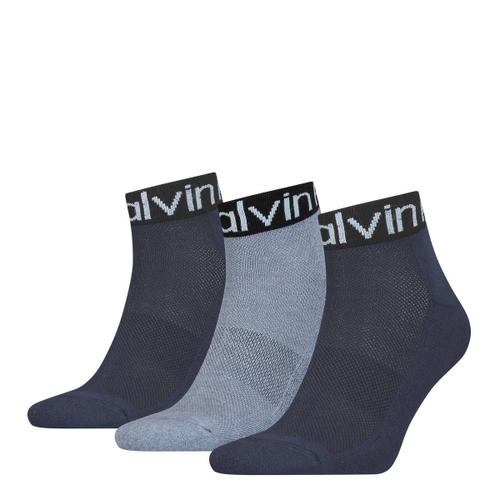 Calvin Klein Chaussettes Pour Hommes, Paquet De 3 - Chaussettes Courtes Welt, Taille Unique Gris (Mélangé) 40-46