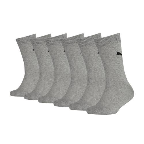 Puma Chaussettes Pour Enfants, Paquet De 6 - Easy Rider Junior, Ecom, Chaussettes De Base, Logo, Unicolore Gris 35-38