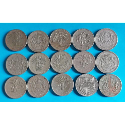 Lot De 15 Pièces De 1 Livre Sterling  , Royaume Uni , Uk