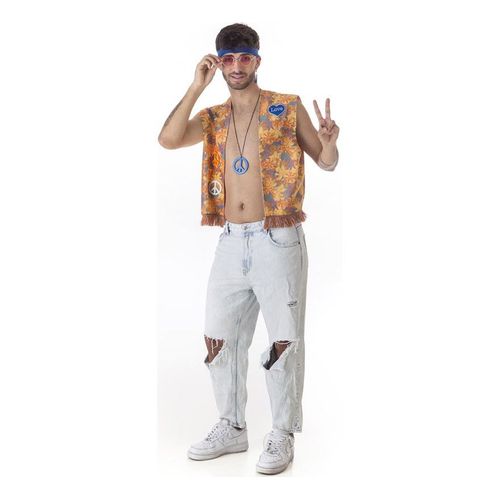 Kit Hippie Fleurs Pour Homme : Gilet Et Bandeau