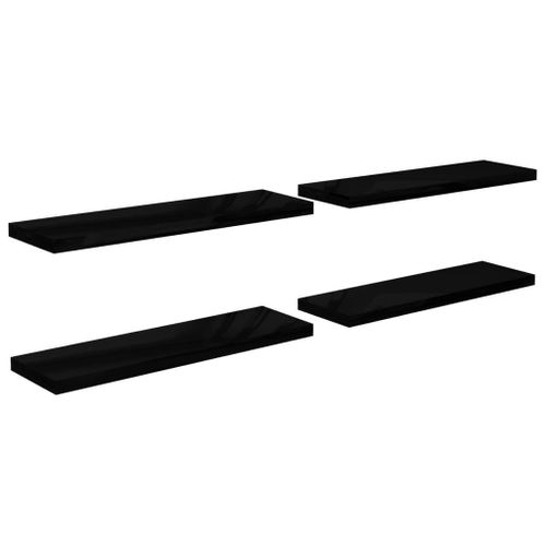 Étagère Murale Flottante 4 Pcs Noir Brillant 120x23,5x3,8cm Mdf Vidaxl Vidaxl