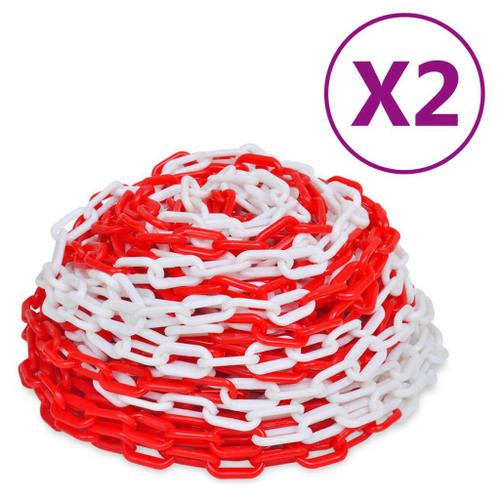 Chaînes d'avertissement 2 pcs Rouge et blanc Plastique 30 m vidaXL vidaXL