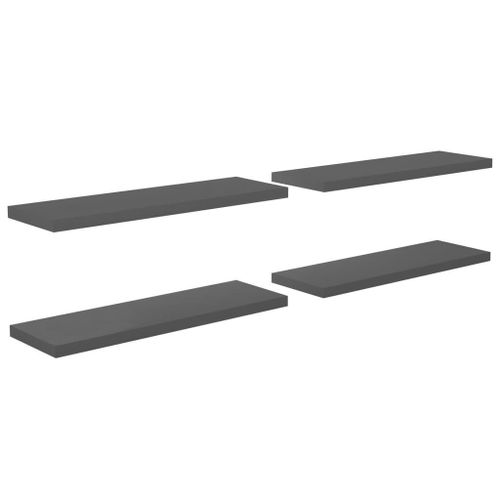 Étagère Murale Flottante 4 Pcs Gris Brillant 120x23,5x3,8cm Mdf Vidaxl Vidaxl