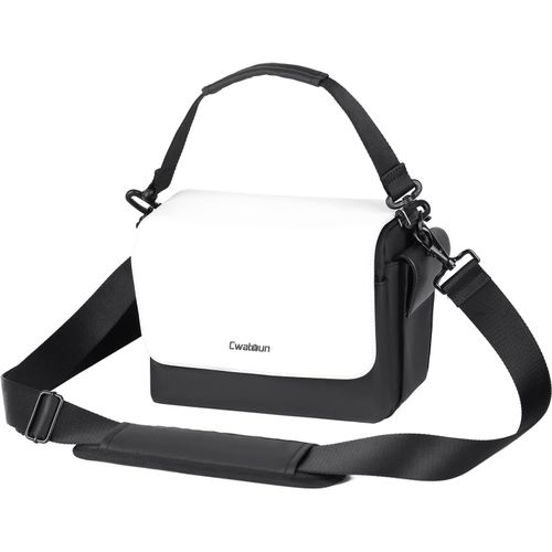 Sac pour Appareil Photo,Sacoche d'épaule pour Appareil Photo étanche et Compact, Compatible avec Les appareils Photo Reflex numériques Canon Nikon Sony Mirrorless, Blanc