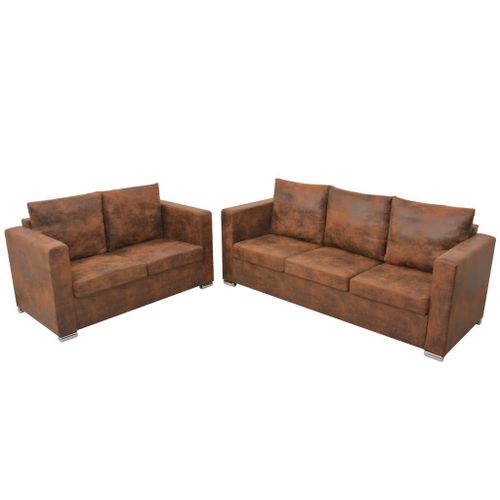 Ensemble De Canapés 2 Pcs Cuir Daim Artificiel Vidaxl Vidaxl