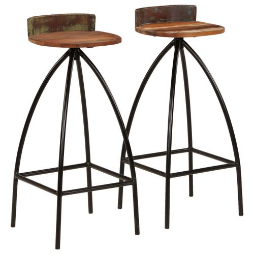 Tabourets De Bar Lot De 2 Bois De Récupération Massif Vidaxl Vidaxl