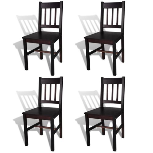 Chaises À Manger Lot De 4 Marron Foncé Pinède Vidaxl Vidaxl