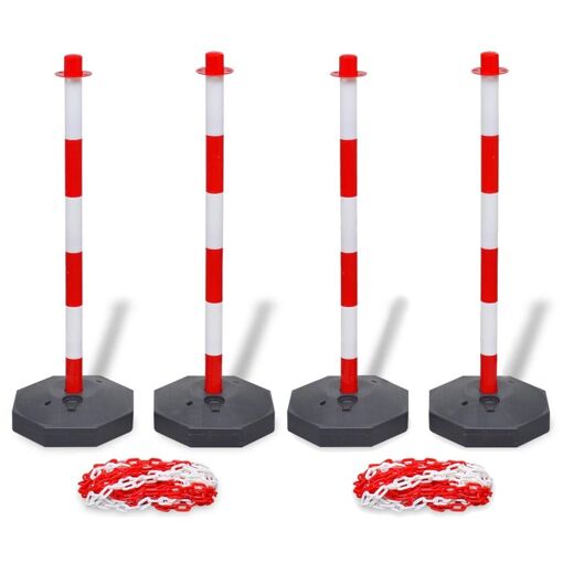 Jeu de 4 poteaux à chaîne et 2 chaînes en plastique 10m chacune Bases Remplissables