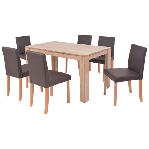 Table Et Chaises 7 Pcs Cuir Synthétique Chêne Marron Vidaxl Vidaxl