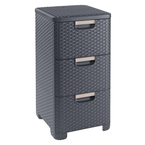 Armoire À Tiroirs Style 3x14l Anthracite Curver