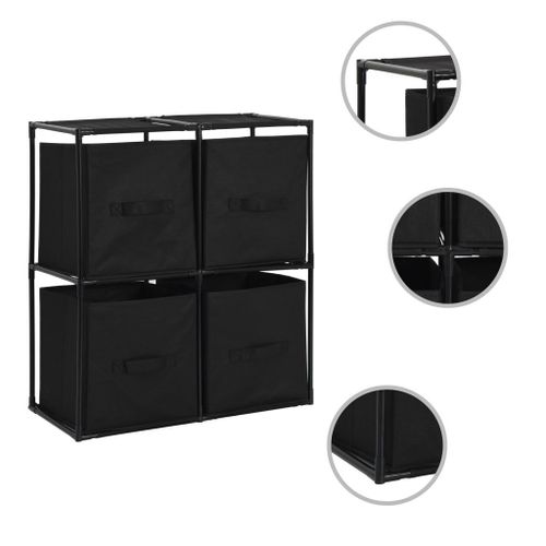Armoire De Rangement Avec 4 Paniers Tissu Noir 63x30x71cm Acier Vidaxl Vidaxl