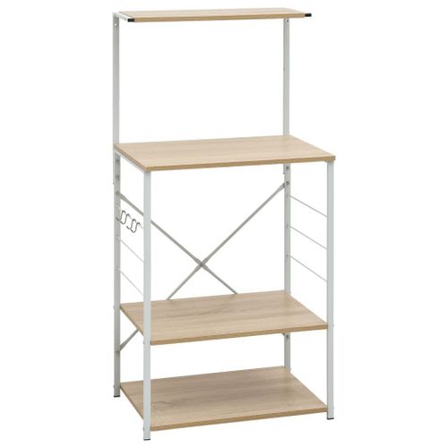 Vidaxl Armoire À Micro-Ondes Blanc Et Chêne 60x39,6x123 Cm