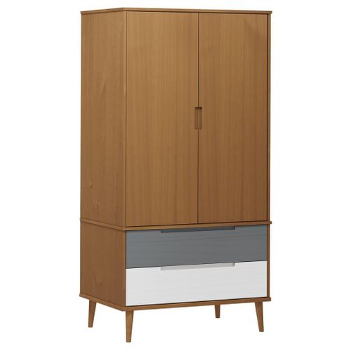 Garde-Robe Molde Marron 90x55x175 Cm Bois Massif De Pin Vidaxl Vidaxl