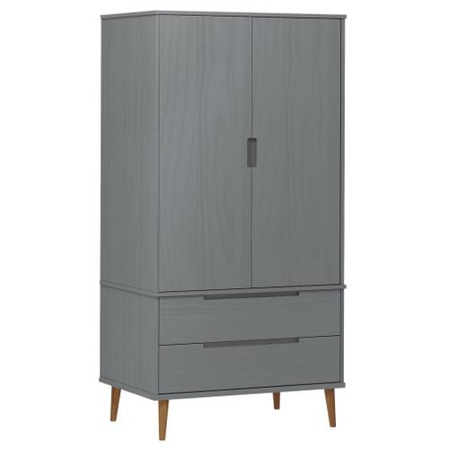 Garde-Robe Molde Gris 90x55x175 Cm Bois Massif De Pin Vidaxl Vidaxl