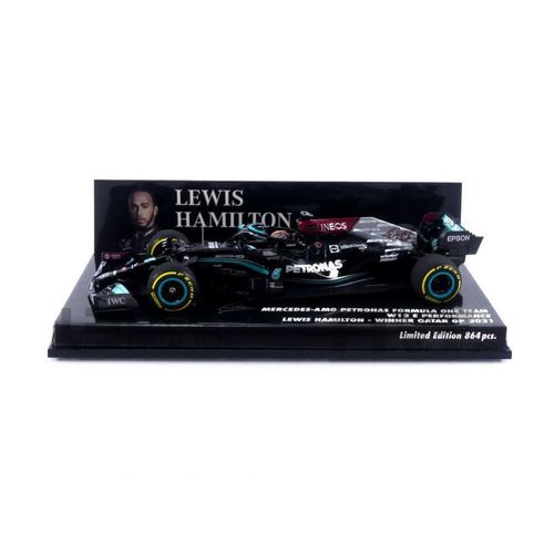 Minichamps 1/43 410212144 Mercedes-Amg W12 E Performance - Winner Qatar Gp 2021 (L. Hamilton) Diecast Modelcar-Minichamps