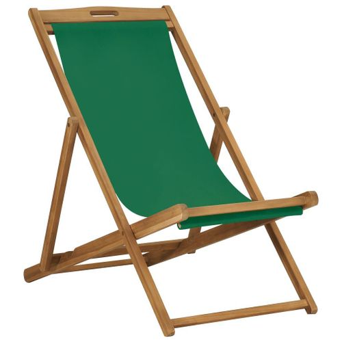 Chaise De Plage Pliable Bois De Teck Solide Vert Vidaxl Vidaxl