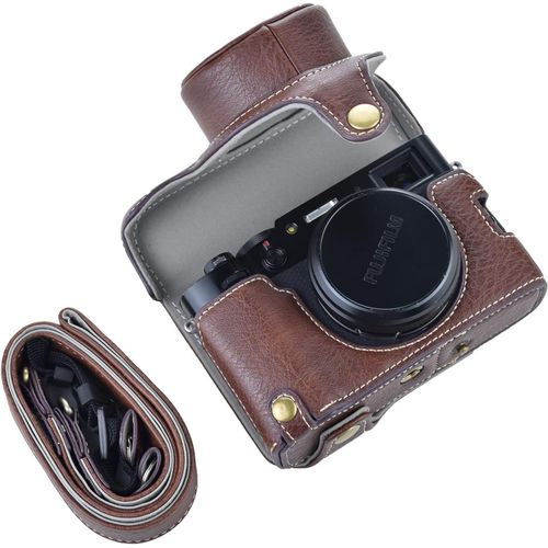 Étui pour Appareil Photo X100V - Étui en Cuir rétro pour Appareil Photo numérique Fujifilm X100V - Étui de Protection avec Sangle et étui de Protection - Marron