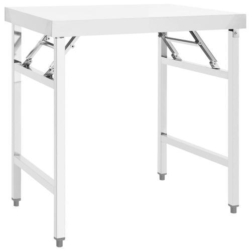 Table De Travail Pliable De Cuisine 85x60x80cm Acier Inoxydable Vidaxl Vidaxl