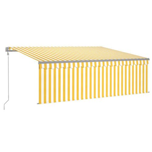 Auvent Automatique Rétractable Avec Store 4,5x3 M Jaune Et Blanc Vidaxl Vidaxl