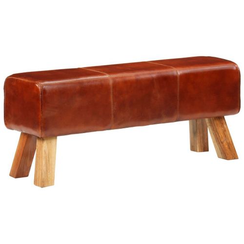 Banc De Bok De Gymnastique Marron 110 Cm Cuir Véritable Et Bois Vidaxl Vidaxl