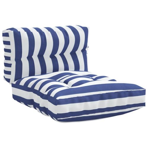 Coussins De Canapé Palette 2 Pcs Rayures Bleues/Blanches Tissu Vidaxl Vidaxl