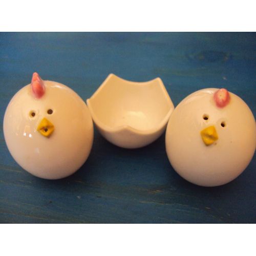 Sel & Poivre Poule Faience Salière Poivrier