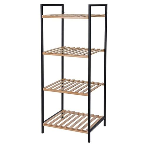 Support De Rangement Et 4 Étagères Bambou Et Acier Bathroom Solutions
