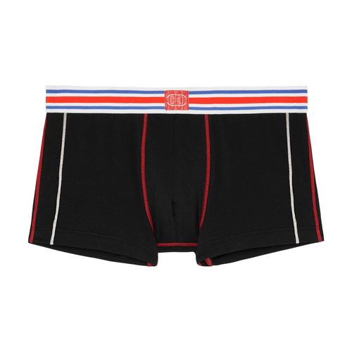 Hom Trunks Pour Homme - Tie Break, Boxer, Ourlet Contrasté, Coton Stretch Rouge L (Large)