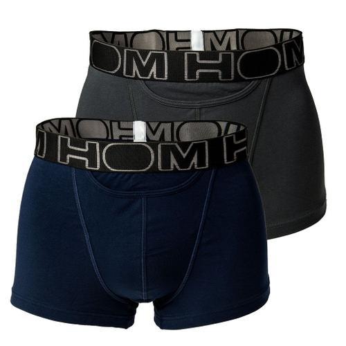Hom Boxer Shorts Pour Hommes, Paquet De 3 - Hom Boxerlines #2, Coton Schwarz L (Large)