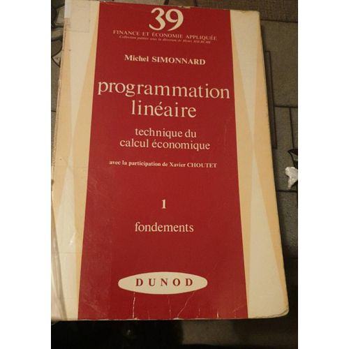 Programme Linéaire, Technique Calcul Économique, Michel Simonnard