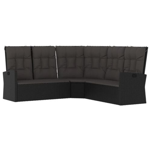 Canapé D'angle Inclinable Avec Coussins Noir Résine Tressée Vidaxl Vidaxl