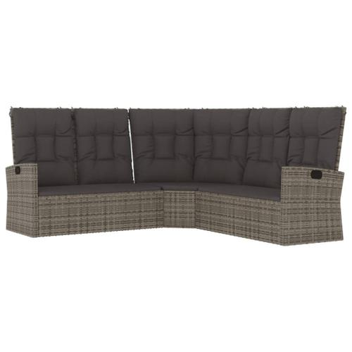 Canapé D'angle Inclinable Avec Coussins Gris Résine Tressée Vidaxl Vidaxl