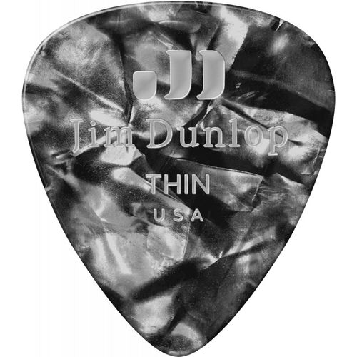 Dunlop 483r02th - Genuine Celluloid Black Pearloid Thin - Sachet De 72 Médiators