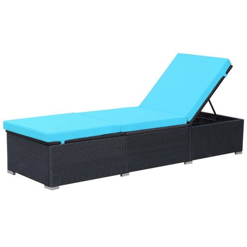 Chaise Longue Avec Coussin Résine Tressée Noir Vidaxl Vidaxl
