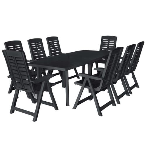 Ensemble De Salle À Manger De Jardin 9 Pcs Plastique Anthracite Vidaxl Vidaxl