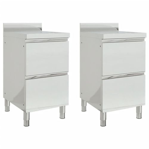 Armoires De Cuisine Commerciale Avec 2 Tiroirs 2 Pcs Inox Vidaxl Vidaxl