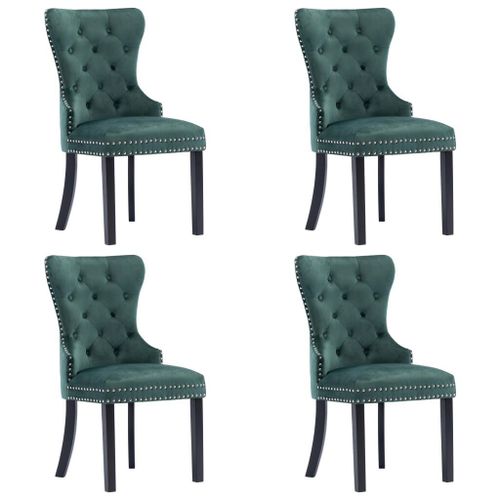 Chaises À Manger Lot De 4 Vert Foncé Velours Vidaxl Vidaxl