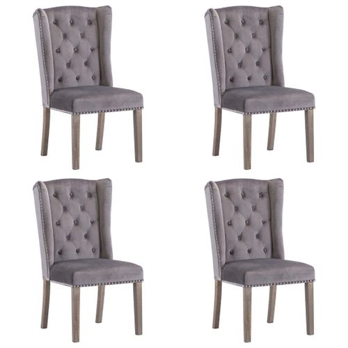 Chaises À Manger Lot De 4 Gris Velours Vidaxl Vidaxl