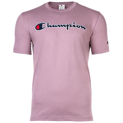 Champion T-Shirt Pour Homme - Haut, Col Rond, Coton, Logo, Manches Courtes, Uni Rose Xl (X-Large)