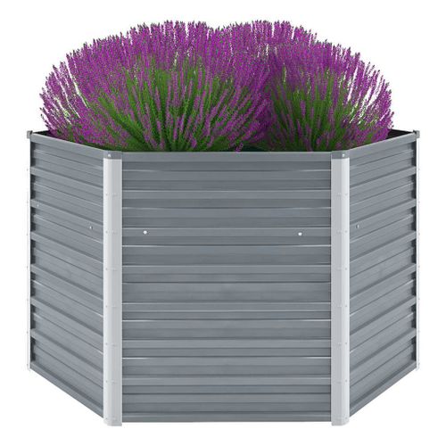 Vidaxl Lit Surélevé De Jardin Acier Galvanisé 129x129x77 Cm Gris