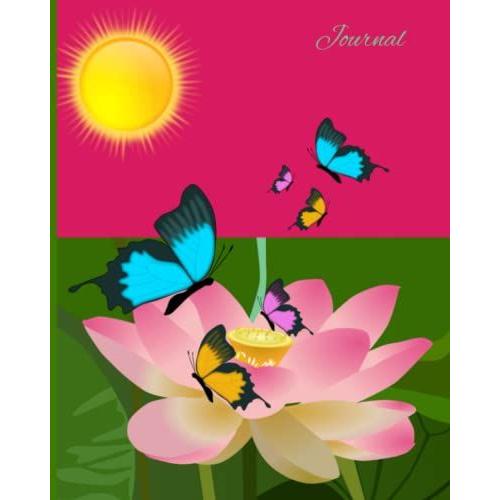 Journal (Diary, Notebook), Sunny Day Field Of Butterflies Design, Journal For Writing, 8 X 10 Inches, 100 Sheets
