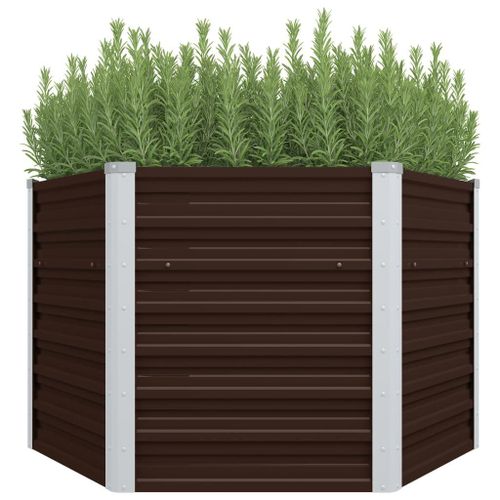 Vidaxl Lit Surélevé De Jardin Marron 129x129x77 Cm Acier Galvanisé