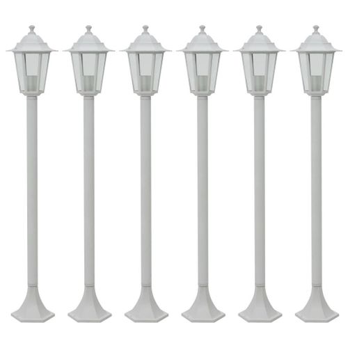 Lampe De Jardin À Piquet 6 Pcs E27 110 Cm Aluminium Blanc Vidaxl Vidaxl