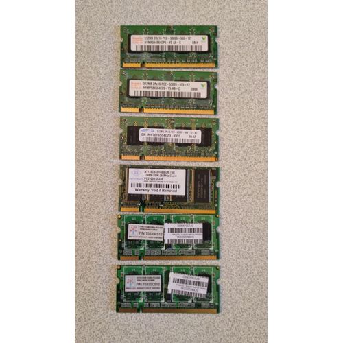 Lot de barette de mémoire pour ordinateur portable DDR2 SODIMM 512MB PC2
