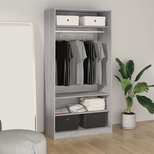 Garde-Robe Sonoma Gris 100x50x200 Cm Bois D'ingénierie Vidaxl Vidaxl