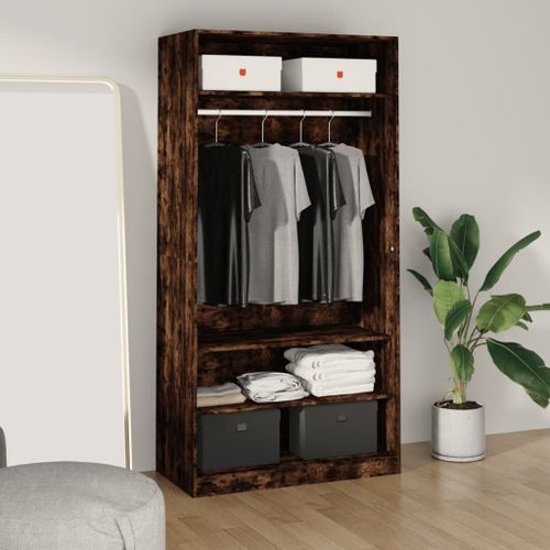 Garde-Robe Chêne Fumé 100x50x200 Cm Bois D'ingénierie Vidaxl Vidaxl