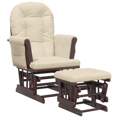 Chaise Berçante Avec Repose-Pied Blanc Crème Tissu Vidaxl Vidaxl