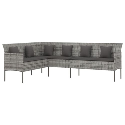 Canapé De Jardin En Forme De L Et Coussins Gris Résine Tressée Vidaxl Vidaxl