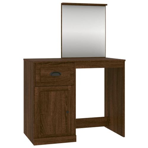 Coiffeuse Et Miroir Chêne Marron 90x50x132,5 Cm Bois Ingénierie Vidaxl Vidaxl